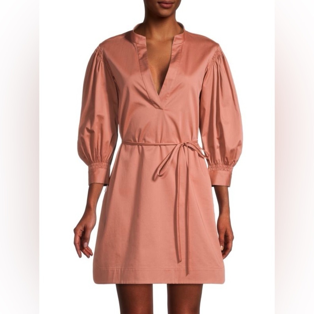 REBECCA TAYLOR | Sateen Twill Puff-Sleeve Mini Dress | Small